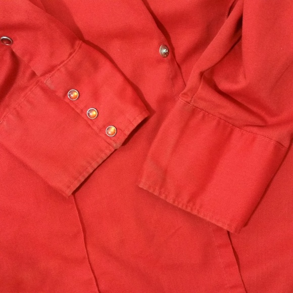 Men's VTG Sears Red Cowboy Western Shirt Snaps - Picture 8 of 9